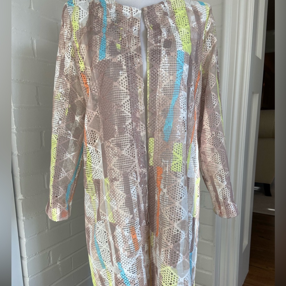 New With Tags Colorful Patterned Long Sleeve Bathing Suit Cover-Up Size M